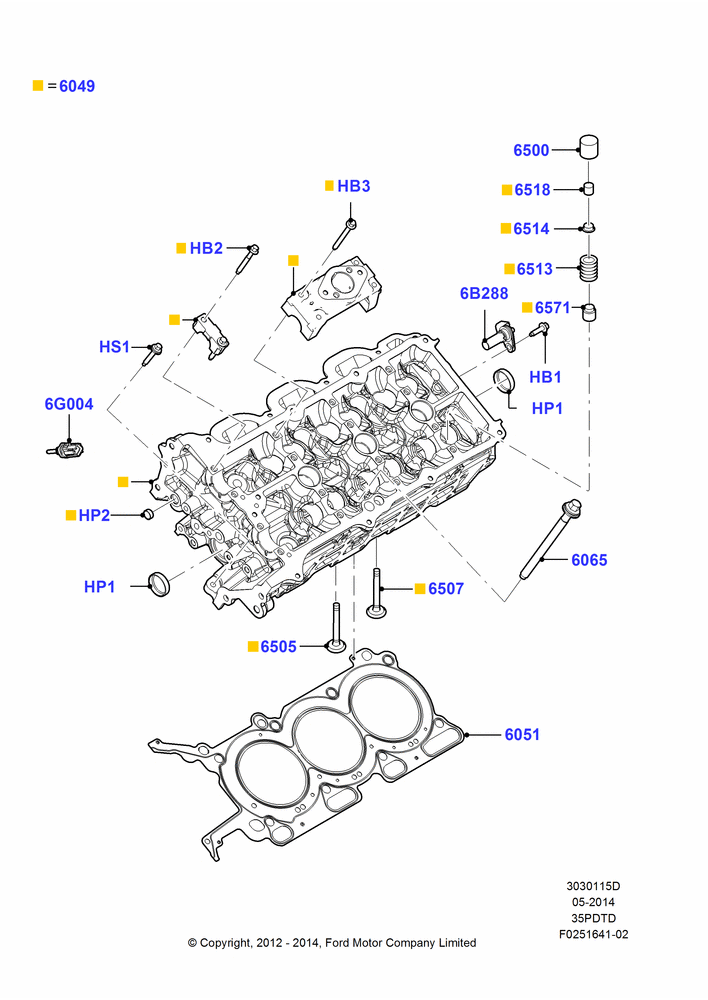 15D - Cylinder Head, 3.5L DOHC T/C V6 Gas; 04/SEP/2012-03/MAR/2019