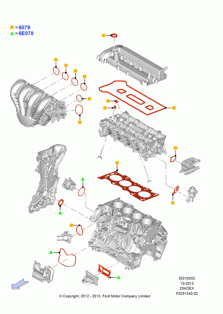 05C - Engine Gasket Kits, 2.5L Duratec (110kW/150PS), 2.5L Duratec FFV (125kW/170PS); 09/APR/2012-13/AUG/2019