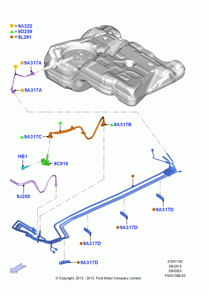 10C - Fuel Lines, 2.5L Duratec (110kW/150PS), 2.5L Duratec FFV (125kW/170PS); 09/APR/2012-13/AUG/2019