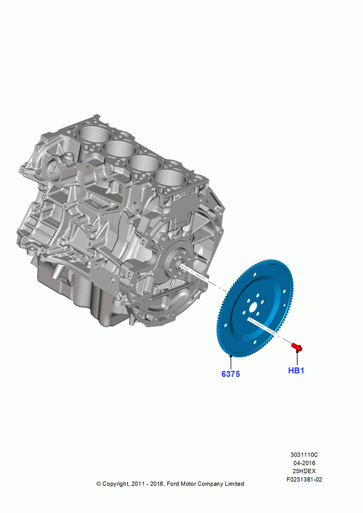 10C - Flywheel, 2.5L Duratec (110kW/150PS), 2.5L Duratec FFV (125kW/170PS); 09/APR/2012-13/AUG/2019