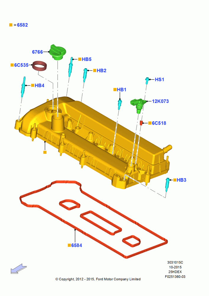 15C - Cylinder Head Cover, 2.5L Duratec (110kW/150PS), 2.5L Duratec FFV (125kW/170PS); 09/APR/2012-13/AUG/2019