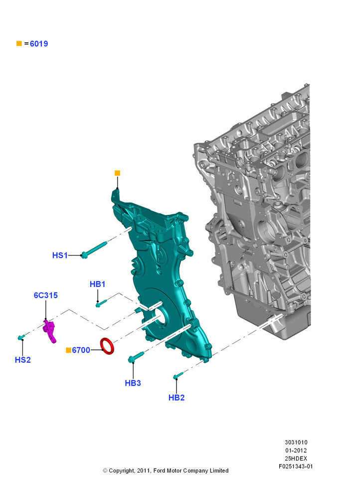 Timing Gear Covers, 2.5L Duratec (110kW/150PS), 2.5L Duratec FFV (125kW/170PS)