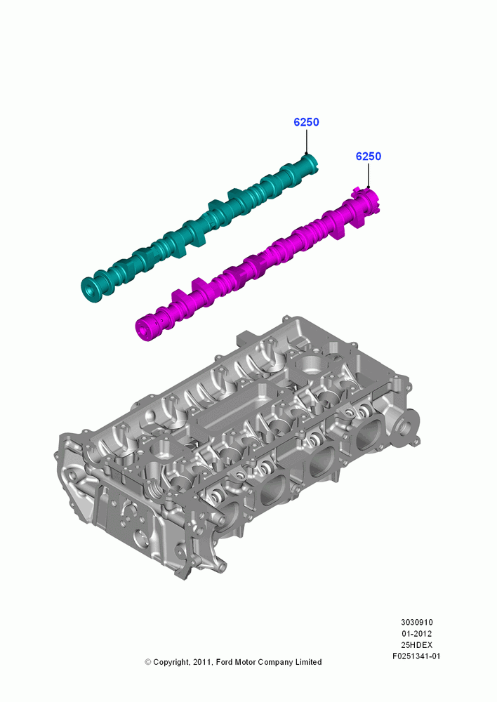 Camshaft, 2.5L Duratec (110kW/150PS), 2.5L Duratec FFV (125kW/170PS)