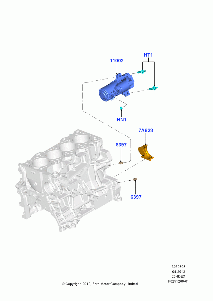05C - Starter Motor, 2.5L Duratec (110kW/150PS), 2.5L Duratec FFV (125kW/170PS); 09/APR/2012-13/AUG/2019