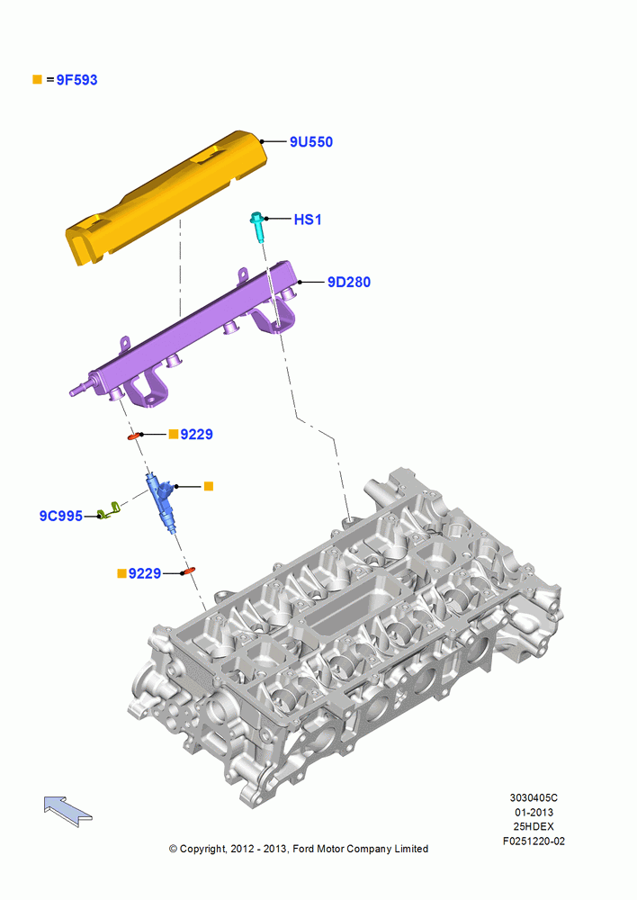 05C - Fuel Injectors and Pipes, 2.5L Duratec (110kW/150PS), 2.5L Duratec FFV (125kW/170PS); 09/APR/2012-13/AUG/2019