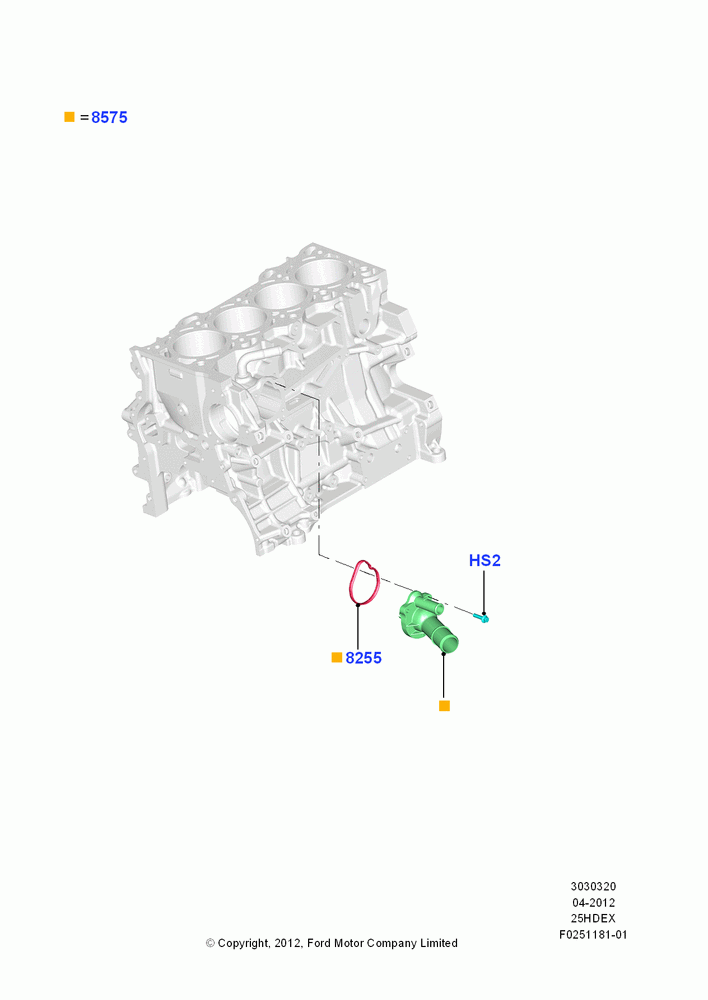 Thermostat/Housing & Related Parts, 2.5L Duratec (110kW/150PS), 2.5L Duratec FFV (125kW/170PS)
