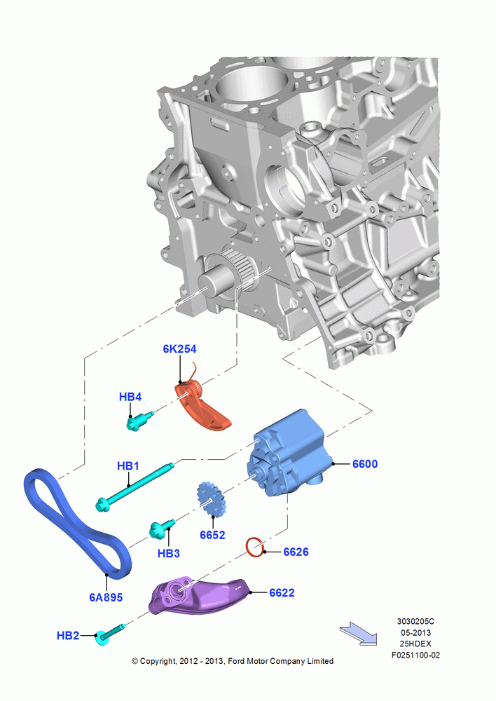 05C - Oil Pump, (-)"GCC"Gulf Cooperative Countries, (-)"MEX", 2.5L Duratec (110kW/150PS), 2.5L Duratec FFV (125kW/170PS); 09/APR/2012-13/AUG/2019