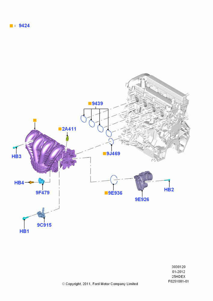 20C - Intake Manifold, 2.5L Duratec (110kW/150PS), 2.5L Duratec FFV (125kW/170PS); 09/APR/2012-13/AUG/2019