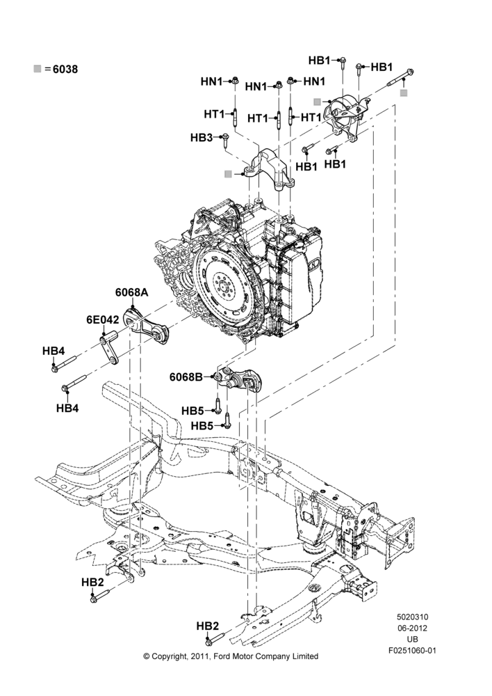 10D - Transmission Mounting, 3.5L DOHC T/C V6 Gas; 04/SEP/2012-27/JUN/2017