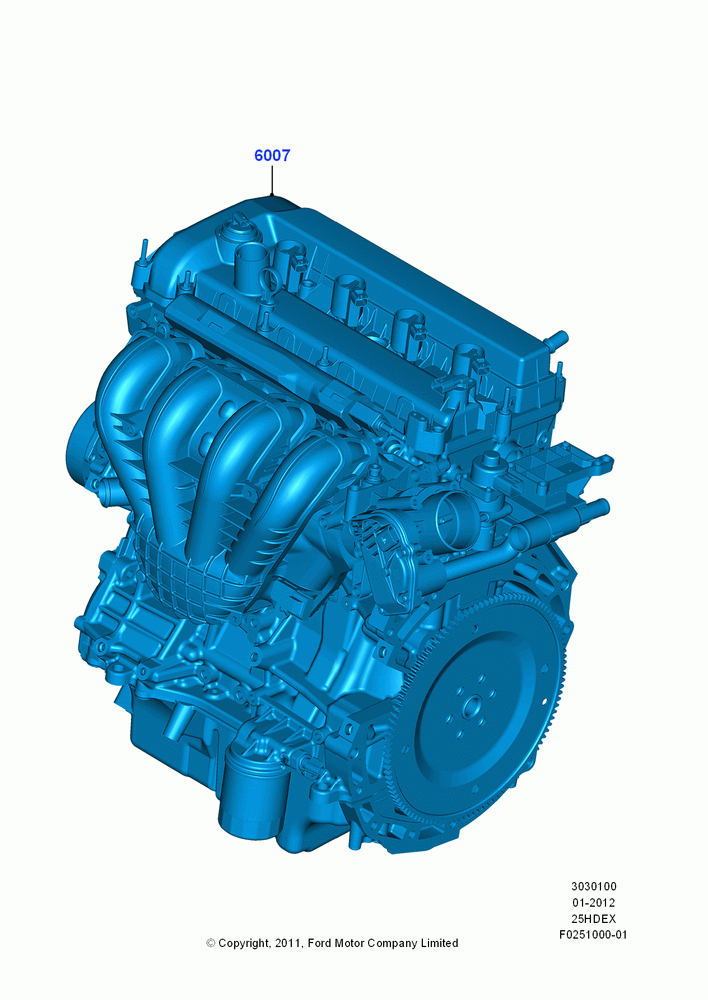 00B - Engine Assy Fully Dressed, 2.5L Duratec (110kW/150PS), 2.5L Duratec FFV (125kW/170PS); 09/APR/2012-13/AUG/2019
