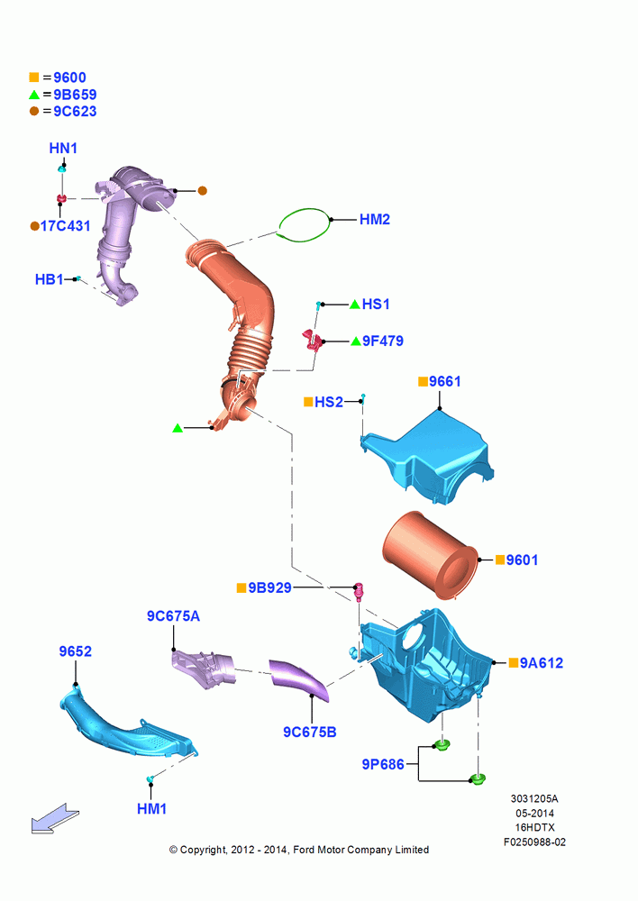 05A - Air Cleaner, 1.6L EcoBoost SCTi 160/182PS-Sigma; 09/APR/2012-03/JUN/2013