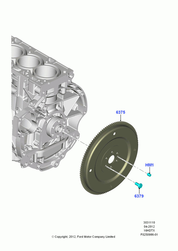 10A - Flywheel, 1.6L EcoBoost SCTi 160/182PS-Sigma; 09/APR/2012-21/MAR/2016