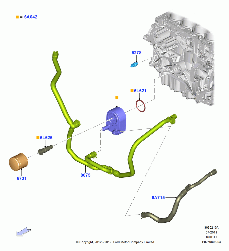 10A - Oil Cooler and Filter, 1.6L EcoBoost SCTi 160/182PS-Sigma; 09/APR/2012-21/MAR/2016