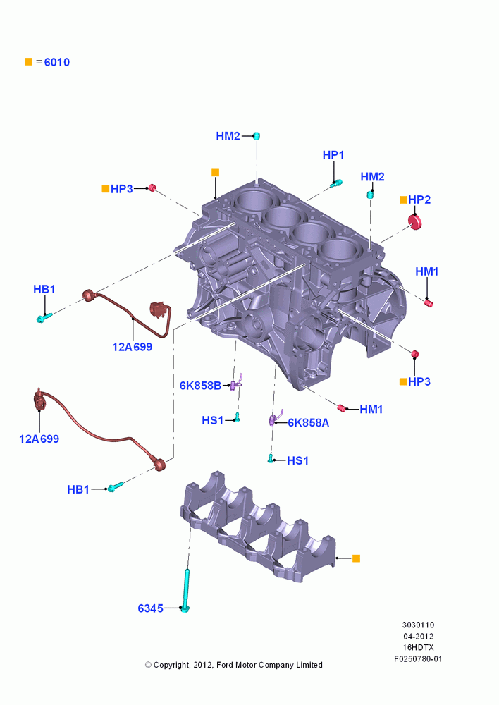 10A - Cylinder Block and Plugs, 1.6L EcoBoost SCTi 160/182PS-Sigma; 09/APR/2012-21/MAR/2016