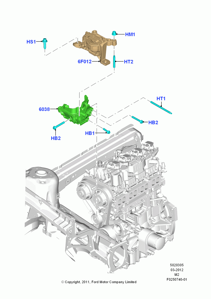 05A - Engine Mounting, 1.6L EcoBoost SCTi 160/182PS-Sigma; 09/APR/2012-21/MAR/2016