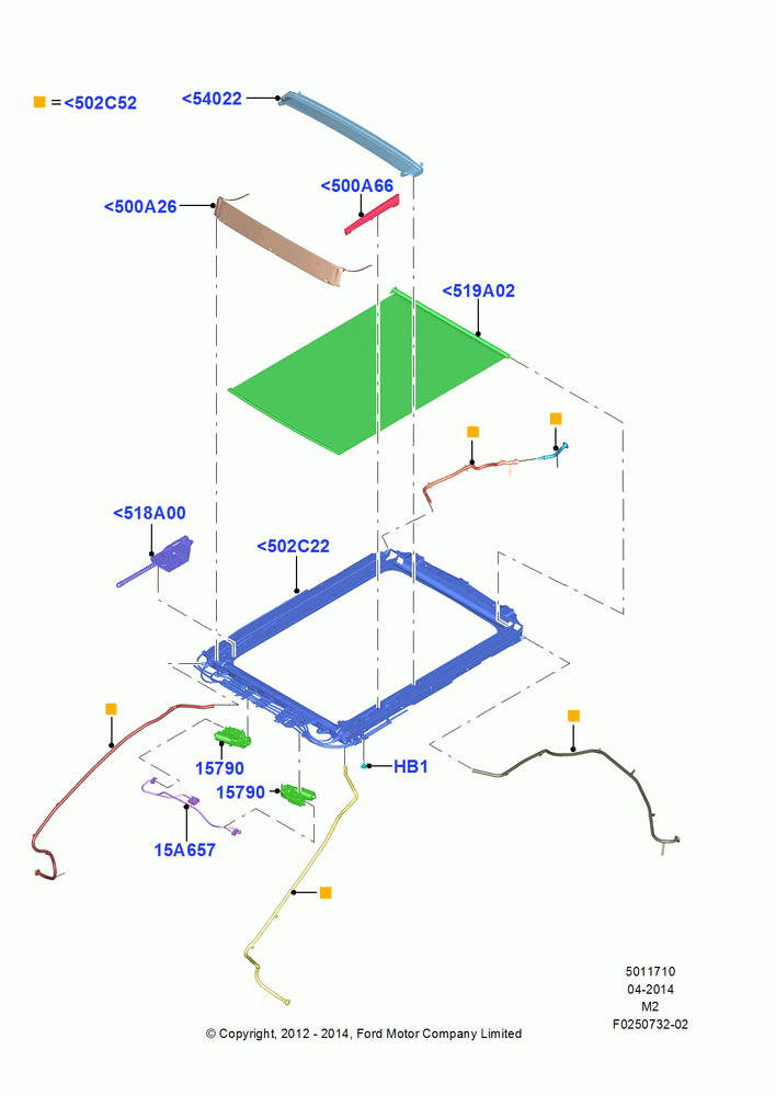 10 - Sliding Roof Mechanism and Controls, Roof Conv-Panorama Pwr/Open; 09/APR/2012-13/AUG/2019