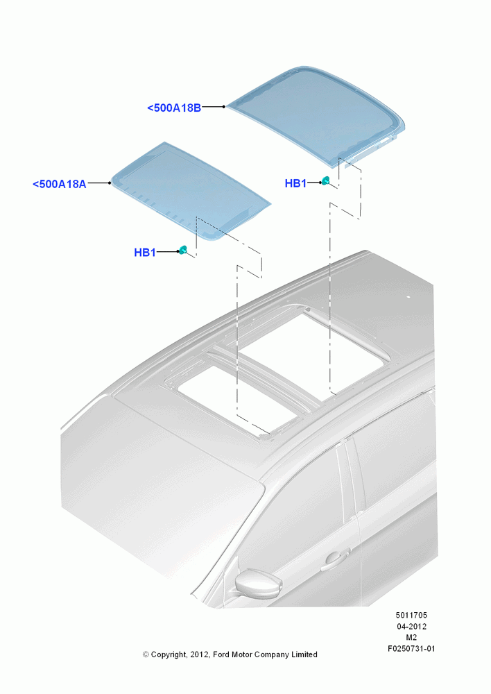 05 - Sliding Roof Panel, Roof Conv-Panorama Pwr/Open; 09/APR/2012-13/AUG/2019