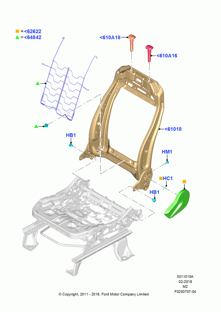 10A - Front Seat Back, With Driver 6 Way Mnl.Seat Adjuster; 09/APR/2012-13/AUG/2019
