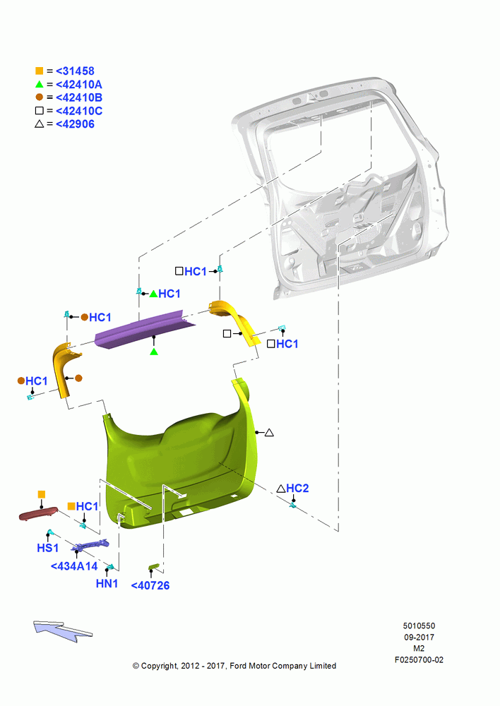 50 - Back Door/Tailgate Trim Panels; 09/APR/2012-13/AUG/2019