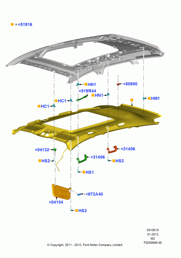 10A - Headlining and Sun Visors, Roof Conv-Panorama Pwr/Open; 09/APR/2012-13/AUG/2019
