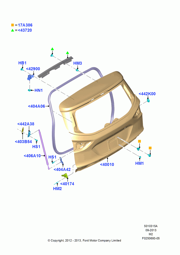 15A - Luggage Compartment Door, With Manual Liftgate; 09/APR/2012-13/AUG/2019