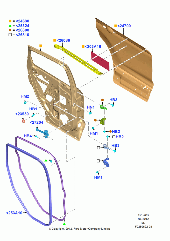 10 - Rear Doors, Hinges & Weatherstrips; 09/APR/2012-13/AUG/2019