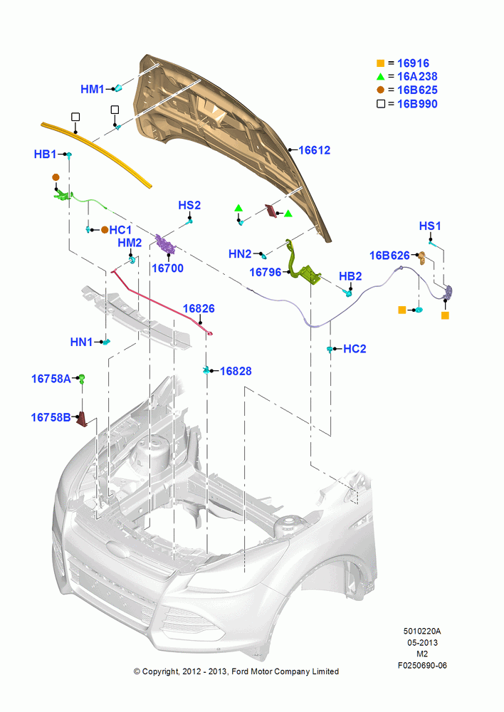 20A - Hood and Related Parts; 09/APR/2012-13/AUG/2019