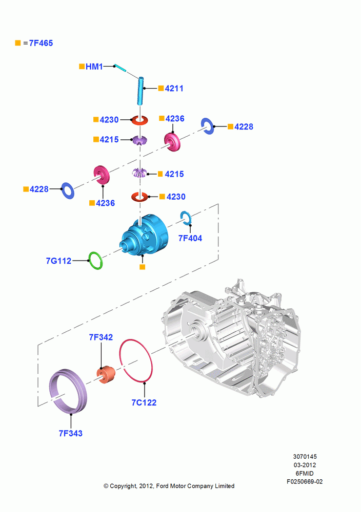 45F - Automatic Transaxle Diff.Component, 6 Speed Auto Trans 6F Mid-Range; 09/APR/2012-13/AUG/2019