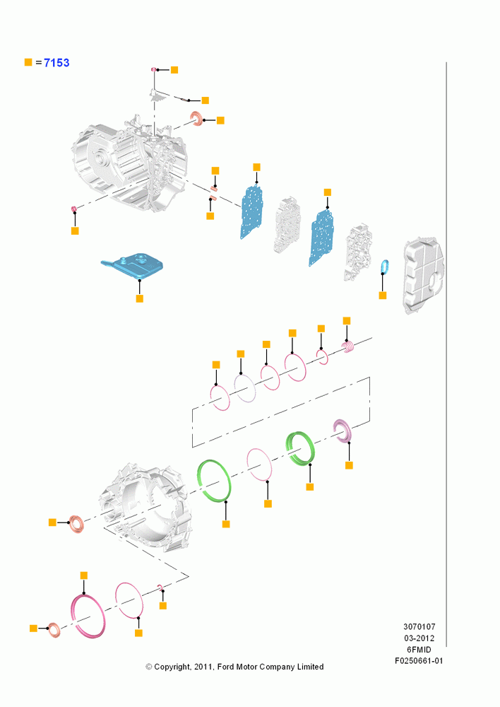 07F - Automatic Transmission Gasket Kits, 6 Speed Auto Trans 6F Mid-Range; 09/APR/2012-13/AUG/2019