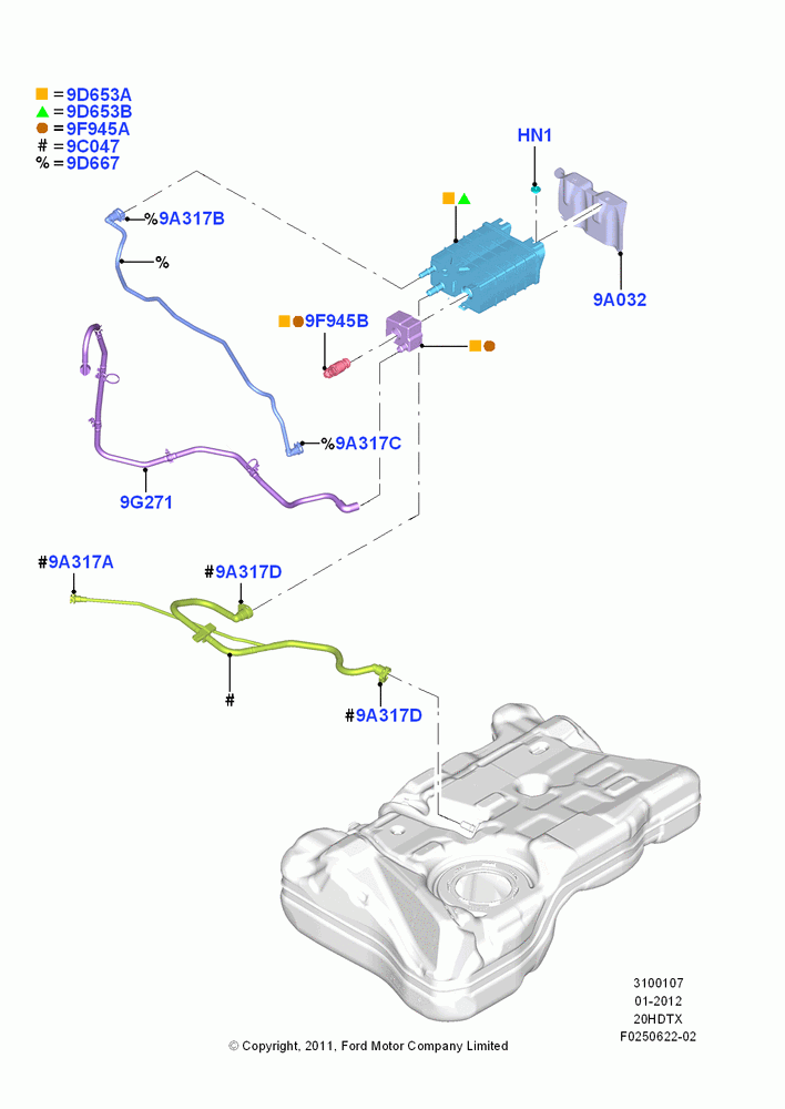 07E - Fuel Vapour System, 2.0L EcoBoost (240PS) - MI4; 09/APR/2012-21/MAR/2016