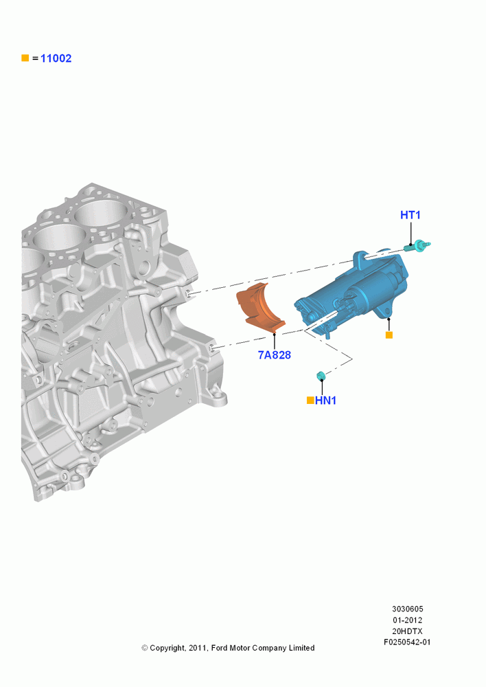 05C - Starter Motor, 2.0L EcoBoost (240PS) - MI4; 09/APR/2012-21/MAR/2016