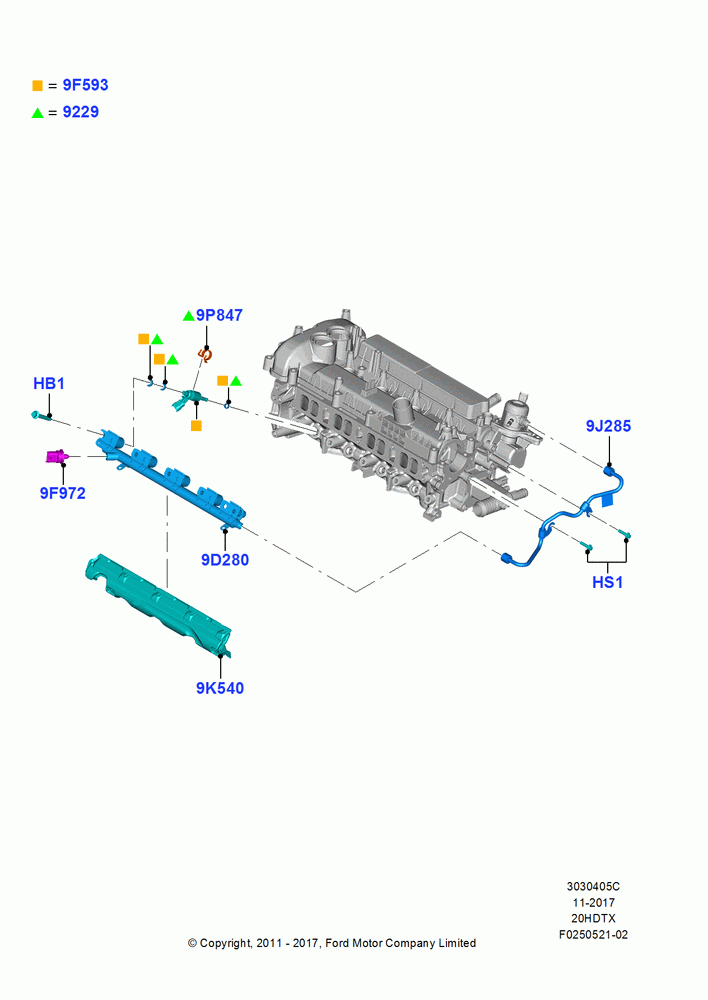 05C - Fuel Injectors and Pipes, 2.0L EcoBoost (240PS) - MI4; 09/APR/2012-21/MAR/2016