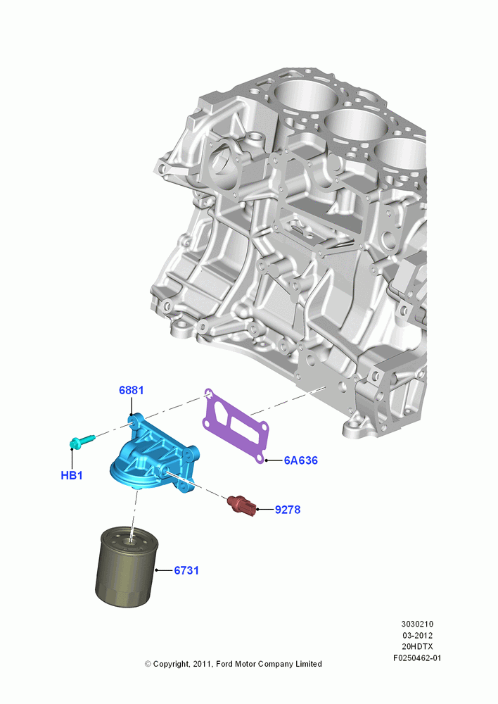 10C - Oil Cooler and Filter, 2.0L EcoBoost (240PS) - MI4; 09/APR/2012-21/MAR/2016