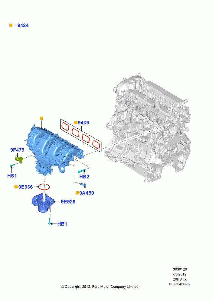 20C - Intake Manifold, 2.0L EcoBoost (240PS) - MI4; 09/APR/2012-21/MAR/2016
