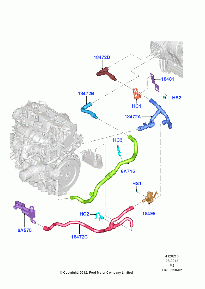 15A - Heater Hoses, 1.6L EcoBoost SCTi 160/182PS-Sigma; 09/APR/2012-21/MAR/2016