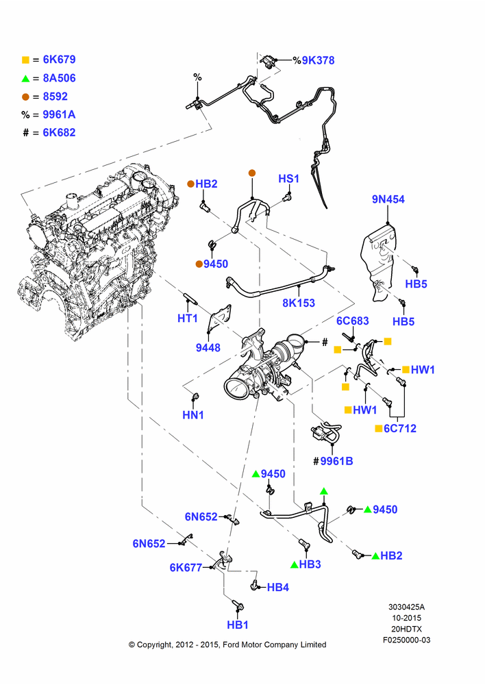 25A - Turbocharger, 2.0L EcoBoost (240PS); 30/JUL/2012-04/MAY/2018