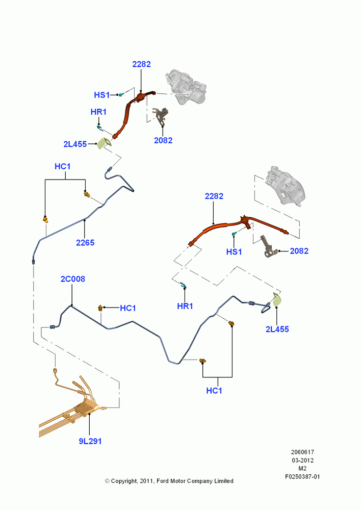 REAR BRAKE LINES, Mechanical Hand Operated Park Brake