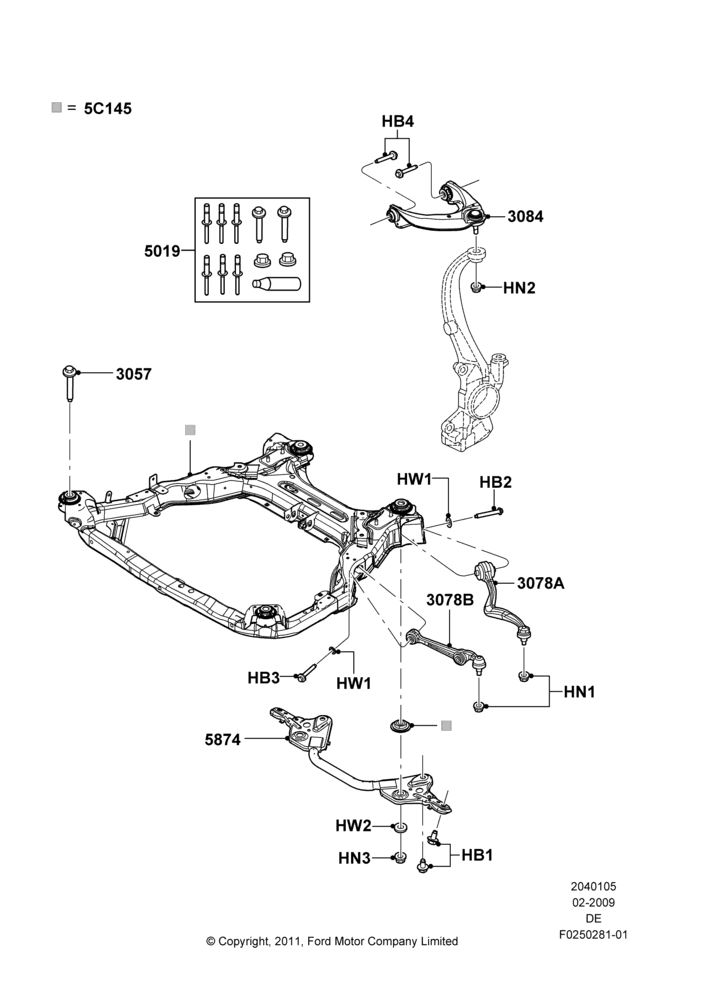 05C - Front Susp.Arms/Stabilizer/X-Member, Control Arms and Cross Member; 04/FEB/2009-29/JUL/2012