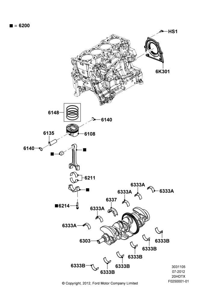 05A - Crankshaft/Pistons and Bearings, 2.0L EcoBoost (240PS); 30/JUL/2012-04/MAY/2018