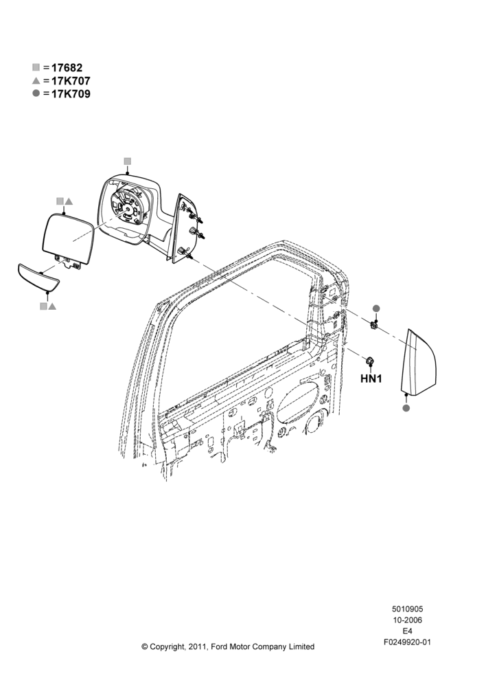 05K - Exterior Rear View Mirror, Dual Man Drivers Flat Glass Mirror; 16/OCT/2006