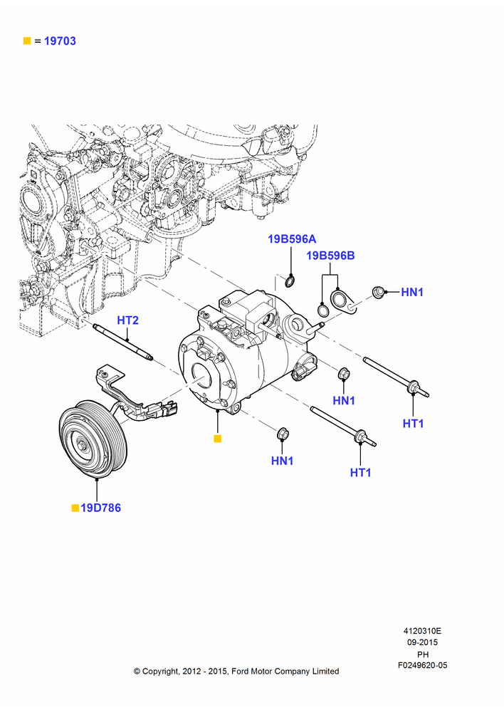 10E - Air Conditioning Condensr/Compressr, 3.5L DOHC T/C V6 Gas, Compressor Assy; 06/FEB/2012-01/MAR/2019