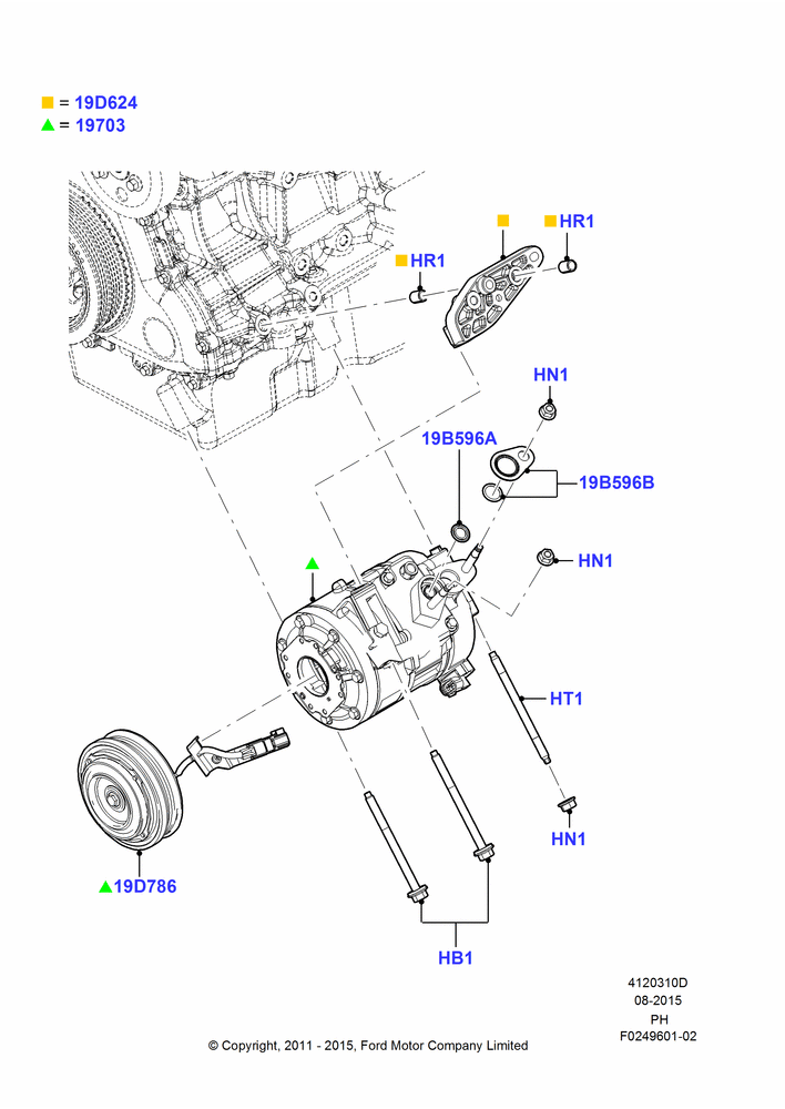 10D - Air Conditioning Condensr/Compressr, 2.0L EcoBoost (240PS), Compressor Assy; 16/APR/2012-01/MAR/2019