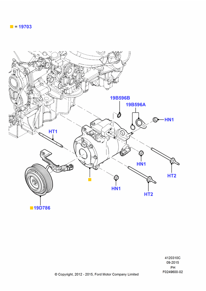10C - Air Conditioning Condensr/Compressr, 3.5L Cyclone V6 Petrol TIVCT, Compressor Assy; 06/FEB/2012-01/MAR/2019