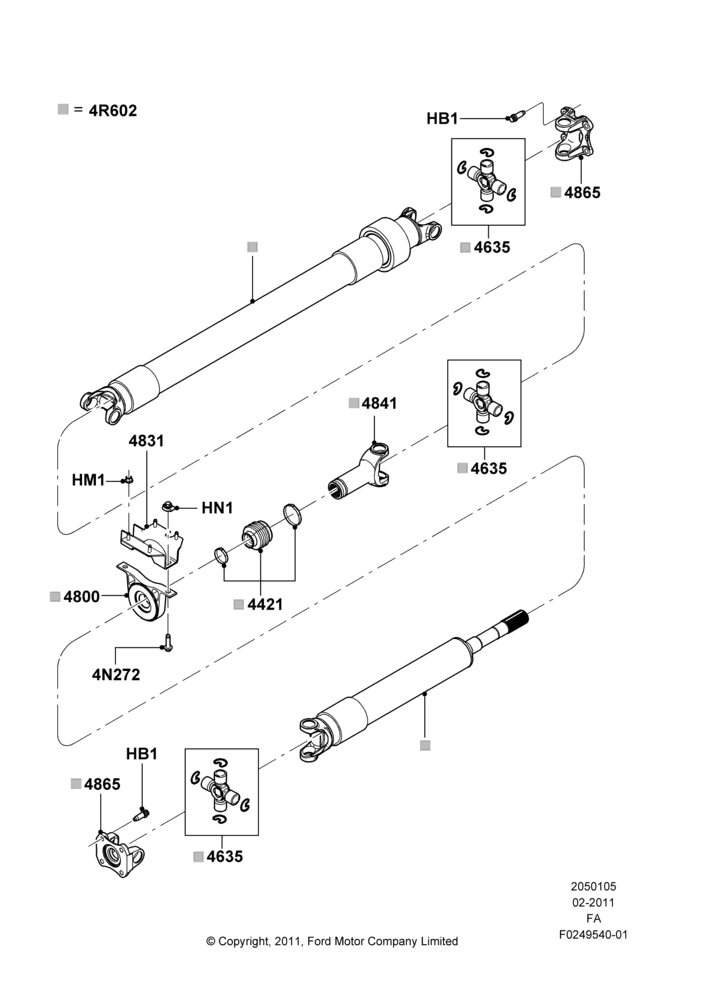 05AP - Drive Shaft - Rear Axle Drive, 172"/4369MM Wheelbase, Ford 450 Series, 2 Piece Driveshaft; 03/MAR/2011-17/MAR/2014