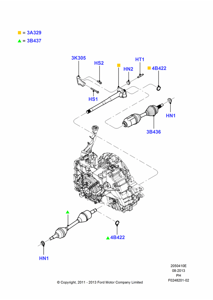 10E - Drive Shaft - Front Axle Drive, 3.5L Cyclone V6 Petrol TIVCT, 3.7L DOHC V6 Gas., Police Version; 06/FEB/2012-02/JUN/2014