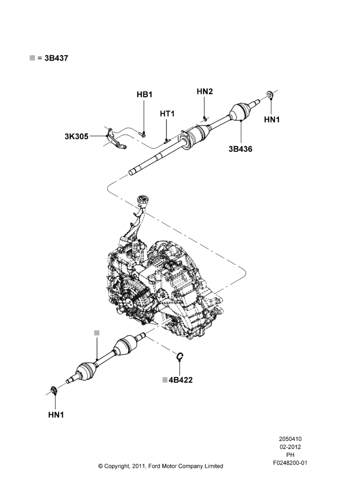 10D - Drive Shaft - Front Axle Drive, 3.5L Cyclone V6 Petrol TIVCT, Limited Version, SE Version, SEL Version; 06/FEB/2012-22/JAN/2014