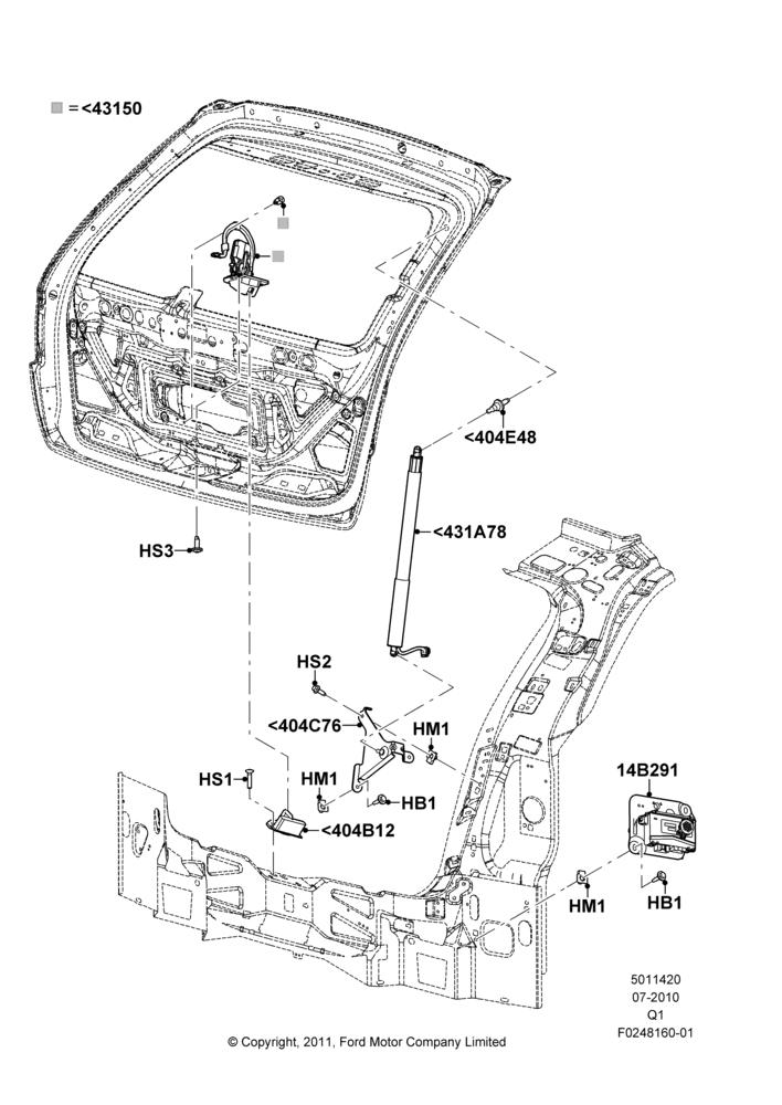 20B - Luggage Compt/Tailgte Lock Controls; 12/JUL/2010-24/DEC/2014