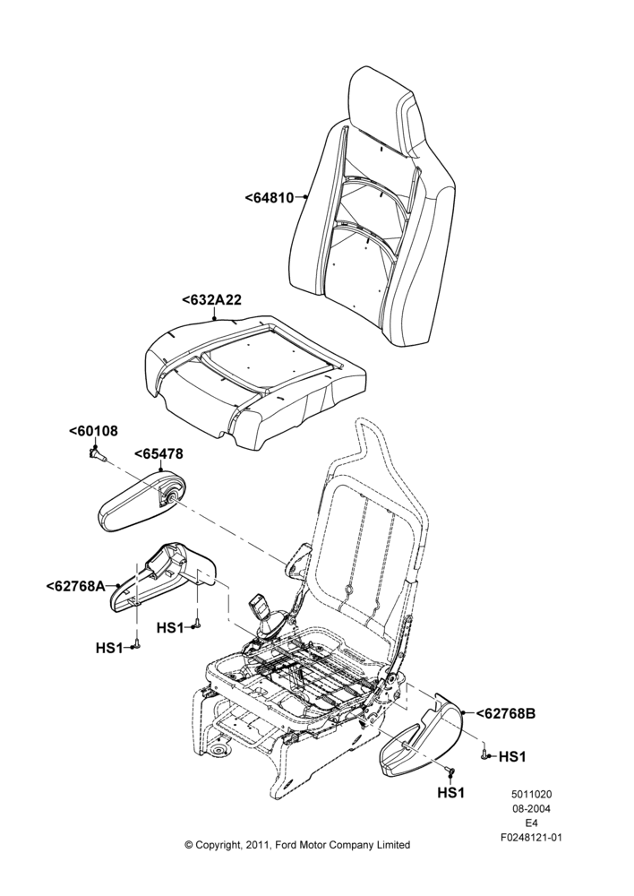 20B - Front Seat Pads/Valances & Heating, With Captain Chair - Driver Only, With Captain Chair Front Seats, With Driver 2 Way Mnl.Seat Adjuster, With Driver Single High Back Seat, With High Back Front Seats; 02/AUG/2004