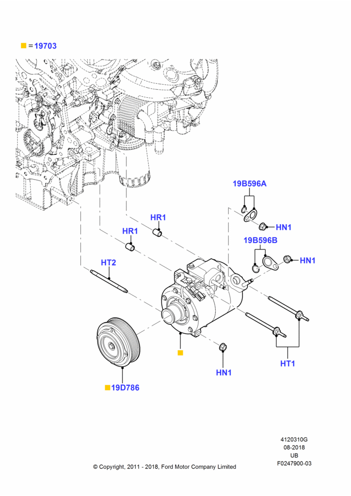 10G - Air Conditioning Condensr/Compressr, 3.5L Cyclone V6 Petrol TIVCT, Compressor Assy; 06/FEB/2012-03/MAR/2019
