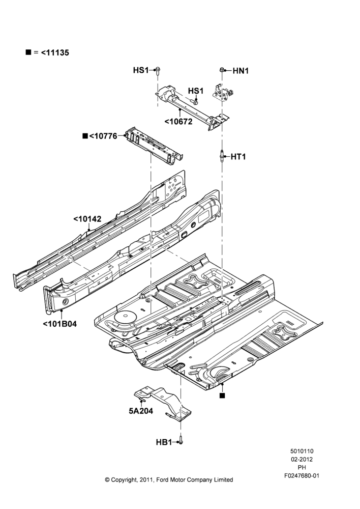 10B - Floor Pan - Front; 06/FEB/2012-01/MAR/2019